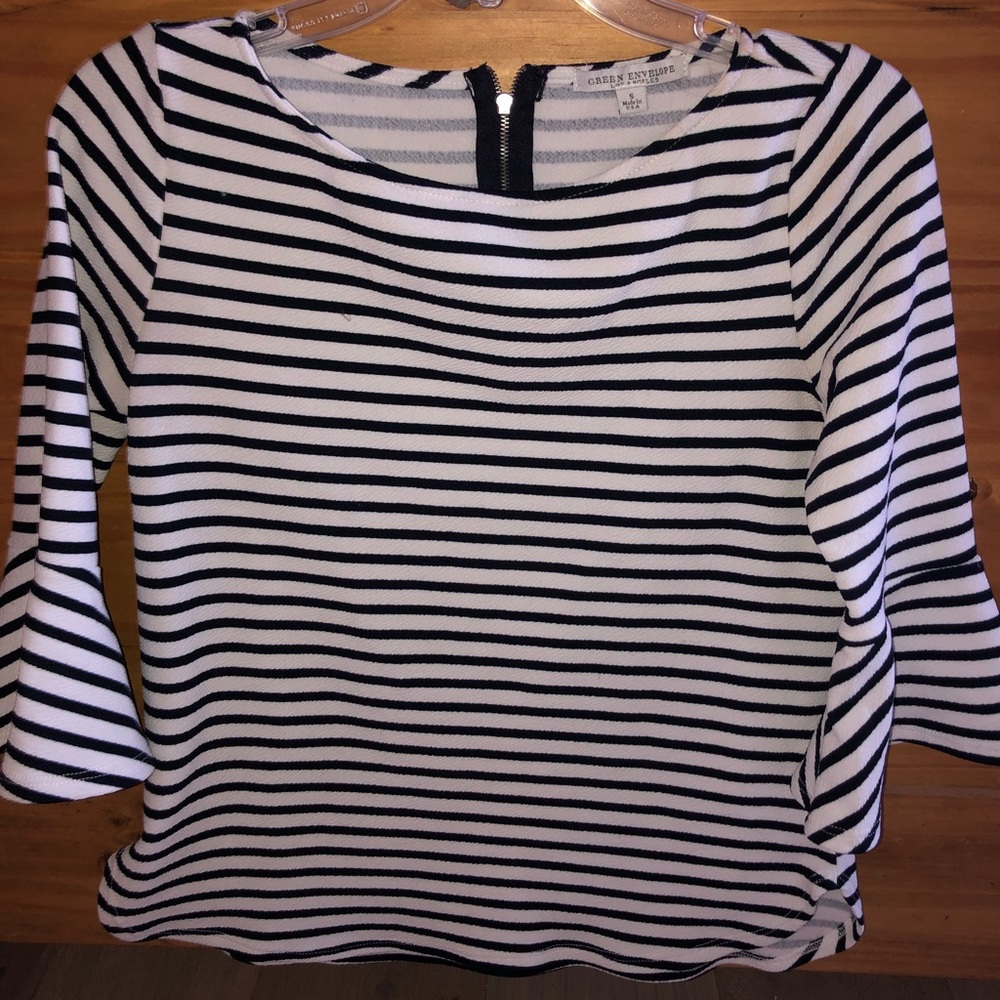 Green Envelope - small - striped mid length sleeve